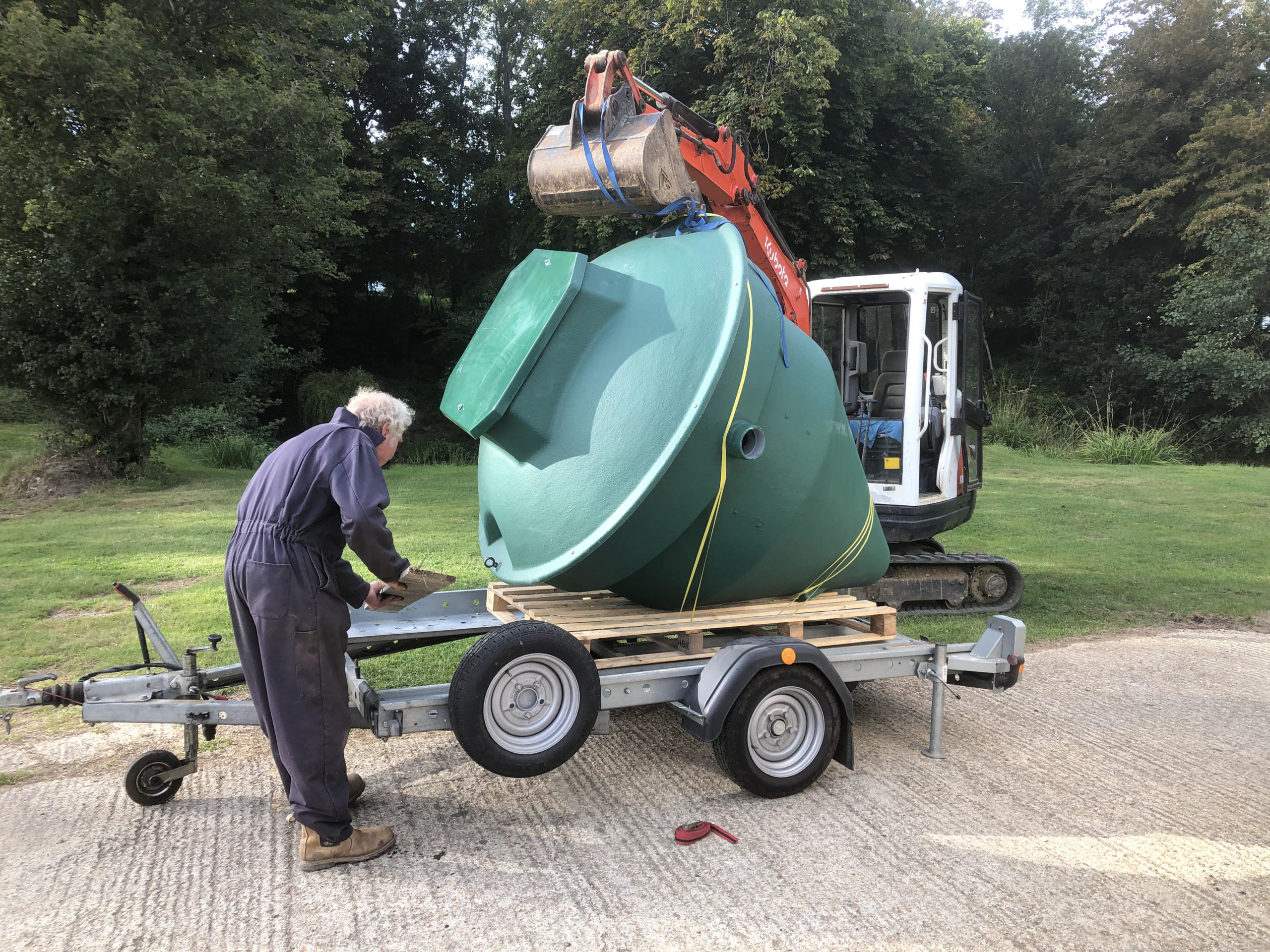 loading up biopure sewage treatment plant for installation in east sussex